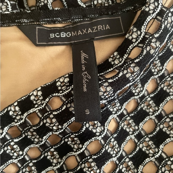 BCBGMaxAzria NWT Kaleigh Top Black and White Peplum - Picture 5 of 5